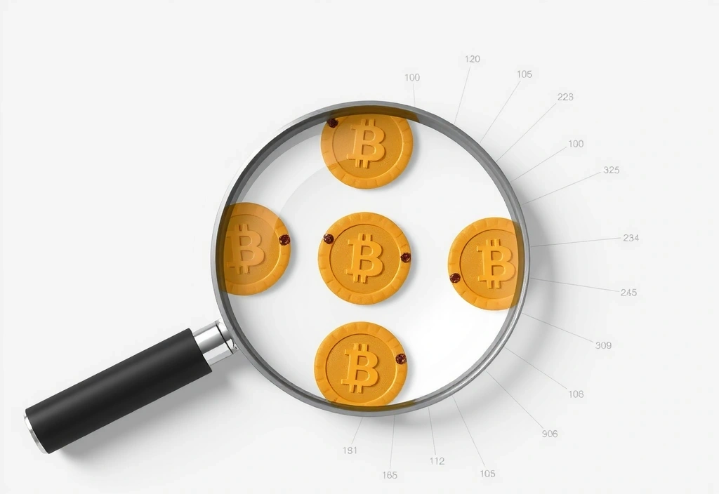 Lente d'ingrandimento che analizza piccoli cookie su un grafico, simboleggiando l'analisi dei dati e la personalizzazione.